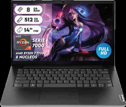 Lenovo V14 G4 AMD Ryzen 7 7730U/Ram 8GB/512GB SSD/14" FHD/Linux | Procesador: AMD Ryzen 7 7730U | (8C / 16T, 2.0 / 4.5GHz, 4MB L2 / 16MB L3) | Ram: 8GB Soldered DDR4-3200, Crece | 16GB (8GB soldered + 8GB SO-DIMM) | Almacenamiento: 512GB SSD M.2 | 2242 PCIe 4.0x4 NVMe
