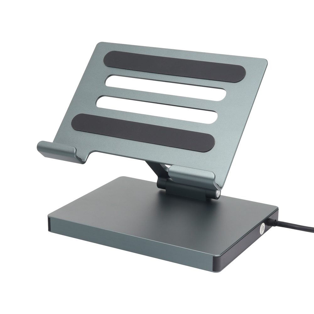 STAND DOCKING STATION 7 EN 1 TIPO C Amplía la conectividad de tus dispositivos con un stand y docking station compacto, ideal para tabletas y portátiles, con múltiples puertos y diseño plegable. • Puertos: 1 x HDMI 1.4 (4K/30 Hz) / 1 x puerto de red 100 Mbps / 1 x Tipo C PD 3.0 (máx. 100 W) / 1 x USB 3.0 (5 Gbps) / 1 x SD/TF 2.0 (no admite lectura simultánea) / 1 x USB 2.0 • Material: aleación de aluminio + goma • Plegable para fácil transporte • Conector de salida: USB Tipo C • Compatible con Windows / Android / Mac OS /...