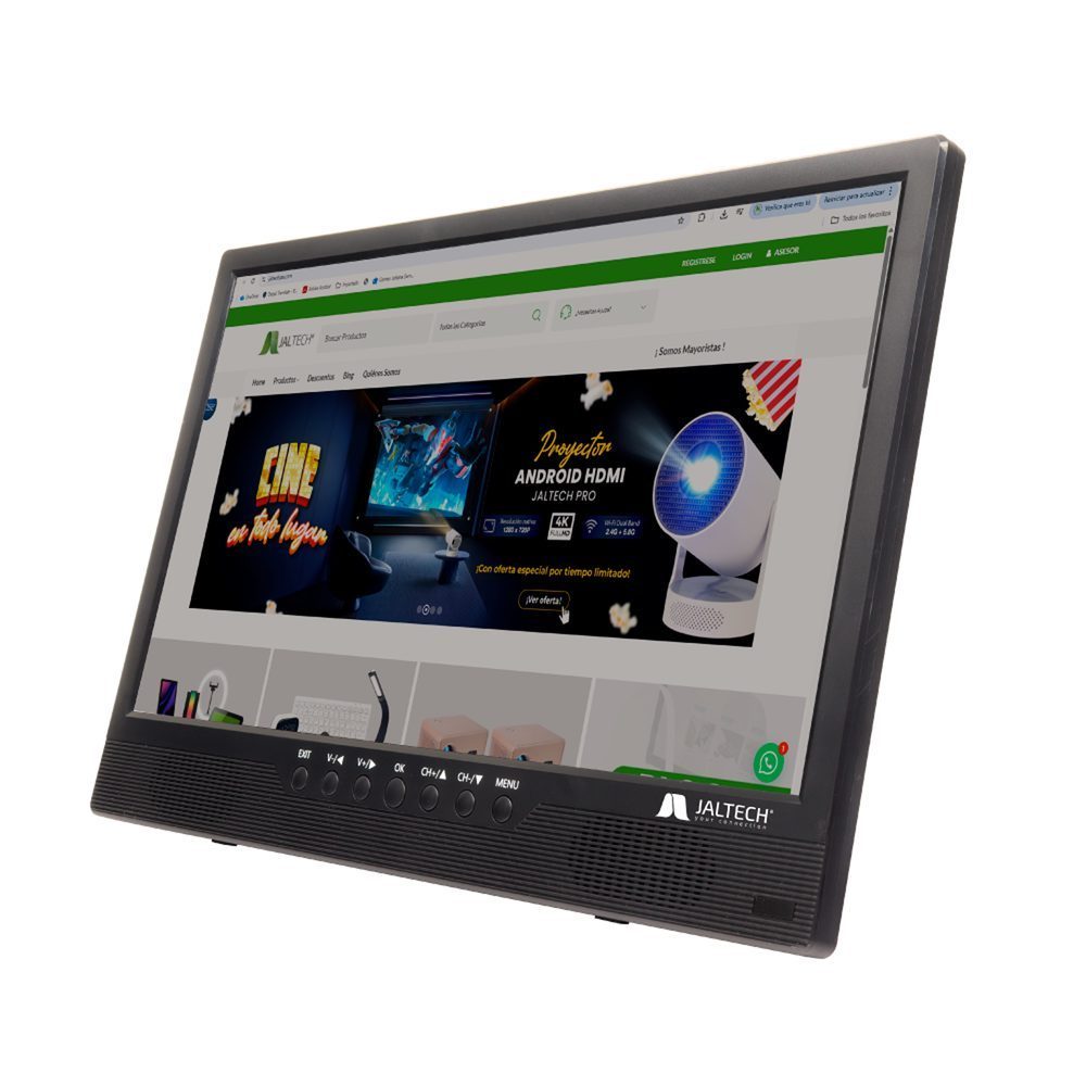 MONITOR/TV INTELIGENTE PORTATIL Disfruta entretenimiento en cualquier lugar con una pantalla portátil de 17” con TDT integrada, ideal para vehículo, hogar o trabajo. Versátil, conectada y lista para reproducir contenido desde múltiples fuentes. • Pantalla de 17” con resolución HD 1600 x 900 y relación de aspecto 16:9 • Compatible con televisión digital DVB-T2 / 6M y analógica PAL-M / PAL-N / NTSC-M • Conectividad: Wi-Fi y Bluetooth 5.3 para transmisión desde dispositivos móviles • Entradas: HDMI x 1 / USB x 1 / RF (antena) x 1 / audio 3.5 mm x 1 • Reproducción multimedia desde USB • Uso como monitor...