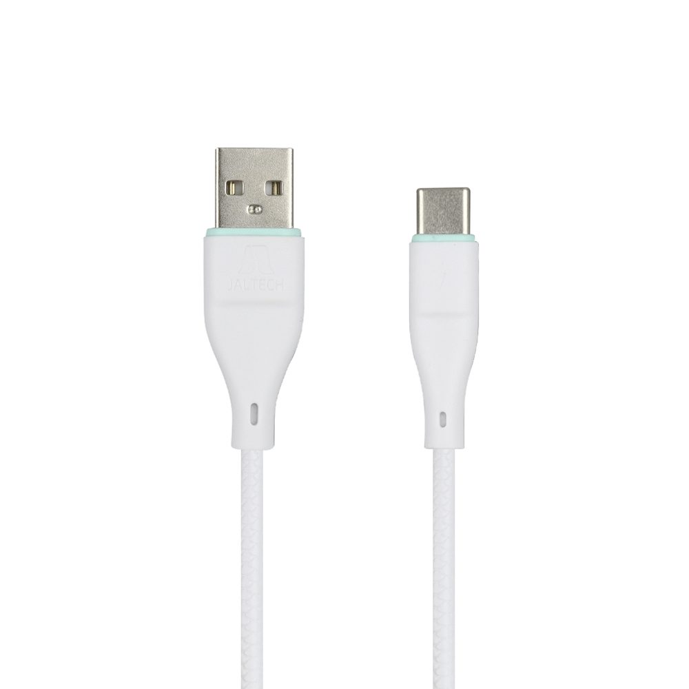 CABLE USB A TIPO C 1M JAL-06B · Cable USB A a USB tipo C · Blanco · Longitud: 1 metro · Carga rápida · Capacidad: 2.4A · USB 2.0 · Material: carcasa de ABS/cable de PVC · Núcleo de cobre puro · Diámetro del cable: OD 3.5mm · Reforzado en el núcleo para otorgar mayor flexibilidad y resistencia