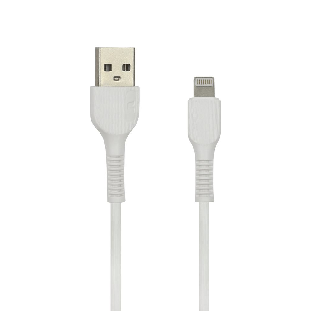 CABLE USB LIGHTNING 1M JAL-T88 · Cable USB A a Lightning · Color: Blanco · Material: PVC · Longitud: 1m · Carga rápida · Capacidad: 2.4A · USB 2.0 · Diámetro del cable: OD 3.5mm · Redondo · Núcleo de cobre puro · Reforzado en el núcleo para otorgar mayor flexibilidad y resistencia