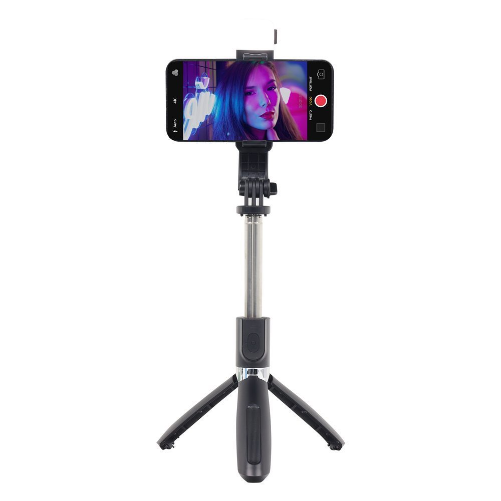 SELFIE BT CON LUZ  L02S Selfie Stick BT con Luz LED - 3 en 1 Funciones: Selfie Stick, trípode y panel de luz LED integrado para mejorar la calidad de tus fotos y videos. Luz LED: Incluye 3 modos de luz (blanca, cálida y mixta) con 6 niveles de atenuación para adaptarse a diferentes condiciones de iluminación. Batería: Capacidad de batería de 70 mAh para un uso prolongado y batería de control CR1632. Consumo de Energía: Potencia de consumo de 2W para eficiencia energética. Leds: 4 leds para una iluminación clara y de calidad. Compatibilidad: Funciona con dispositivos Android y iOS, ideal para usuarios de...