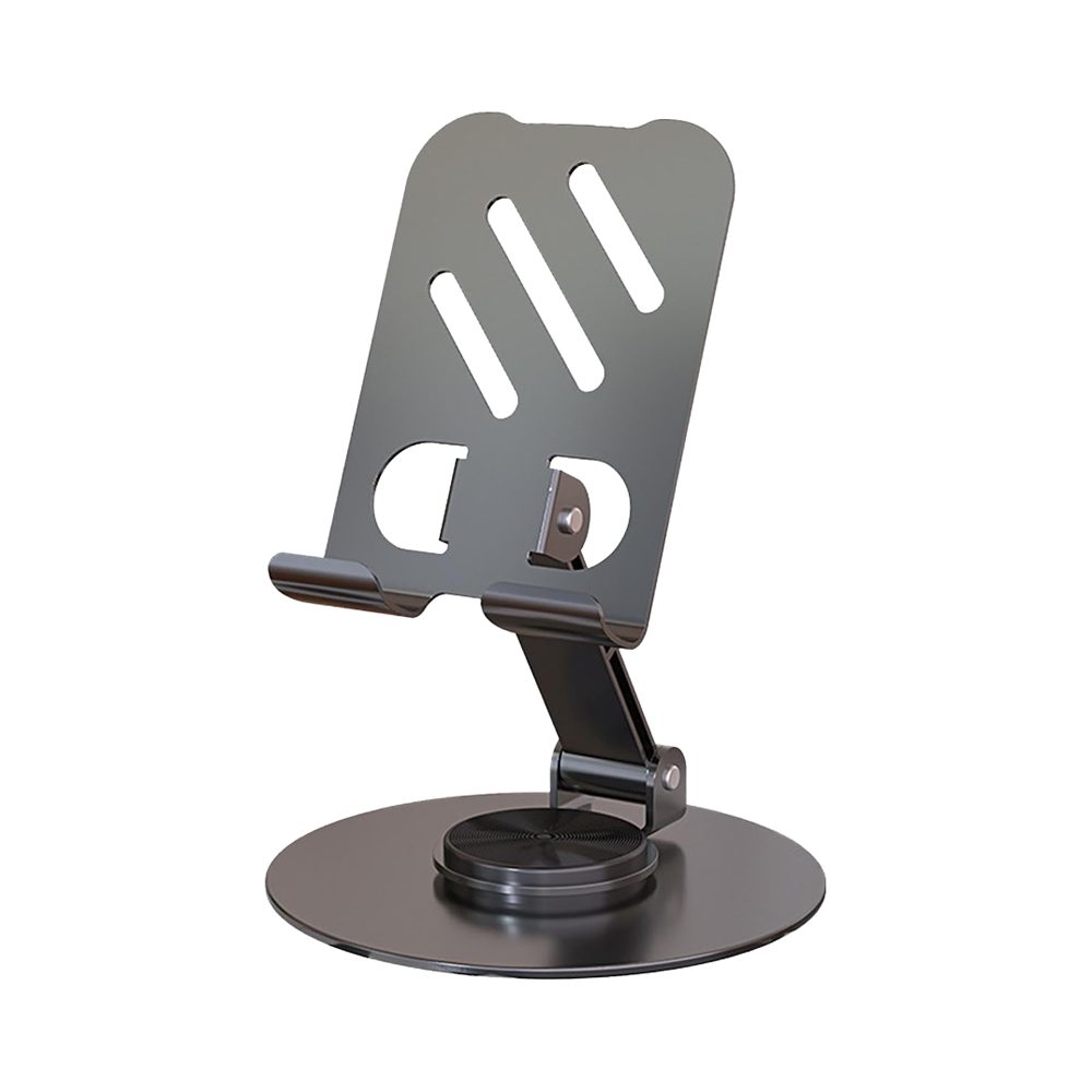 SOPORTE 360 SMARTPHONE -  ZM-0116 -Stand para smartphones y tablets -Para dispositivos de 4.7” hasta 13” -Rotación 360° -Diseño abierto mejora el flujo de aire para evitar sobrecalentamientos -Material: Metal
