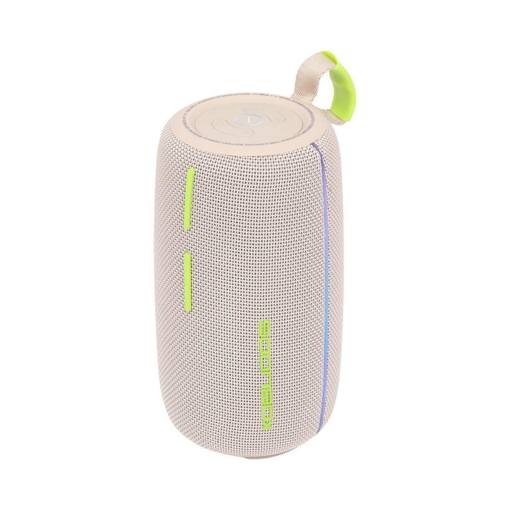 SPEAKER BT SOONBOX 40 W - S8100PRO Audio potente y claro ideal para música, películas y contenido diario. • Bluetooth 5.3 • Super bass • Potencia de altavoz: 40 W • Capacidad de batería: 4000mah • Resistencia ipx6 • Interfaz: USB/AUX 3.5 mm/tarjeta TF/bluetooth • Radio FM • Dimensiones: 102 x 103 x 182 mm • Tiempo de reproducción: 6-8h • Impedancia: 4? • Respuesta de frecuencia: 20 Hz-20khz • Distancia inalámbrica: 10 m • Iluminación RGB • Materiales: ABS + tela Un equipo práctico, confiable y perfecto para el uso diario.