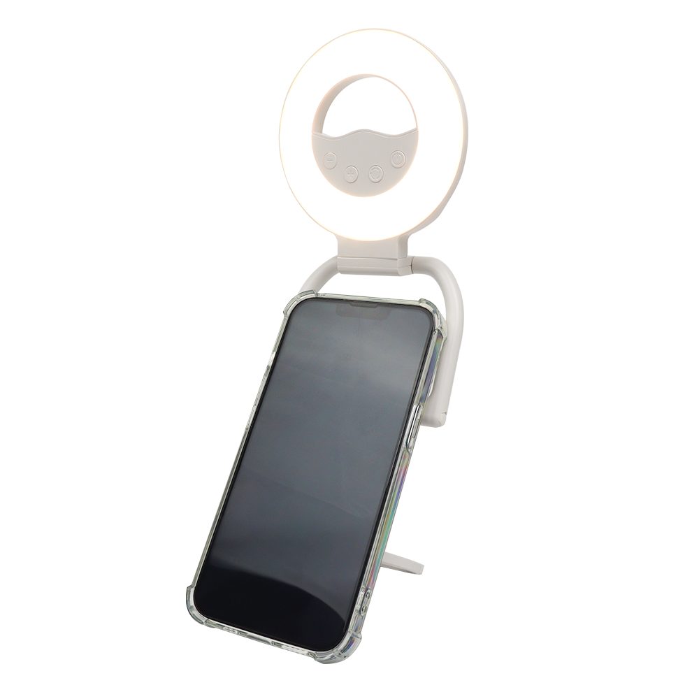 MINI ARO DE LUZ PLEGABLE - Y8 Mini aro de luz. • Con clip para fácil instalación en el celular • Modos de luz Blanco/Cálido/Frío Cálido • LED 2835 -Número de LEDS: 60 • Potencia de carga: 2 W -Rango de temperatura de color: 3000-6500K • Potencia máxima: 12 W -Capacidad de la batería 800 mAh • Tiempo de iluminación 2h-6h • Tiempo de carga 2 horas • Interfaz de alimentación: USB Tipo C • Material del producto: ABS+PC -Tamaño del producto 105 x 91 x 27 MM -Peso del producto 96g • Voltaje y corriente DC5 V/1 A Uso recomendado para potenciar tu experiencia diaria.