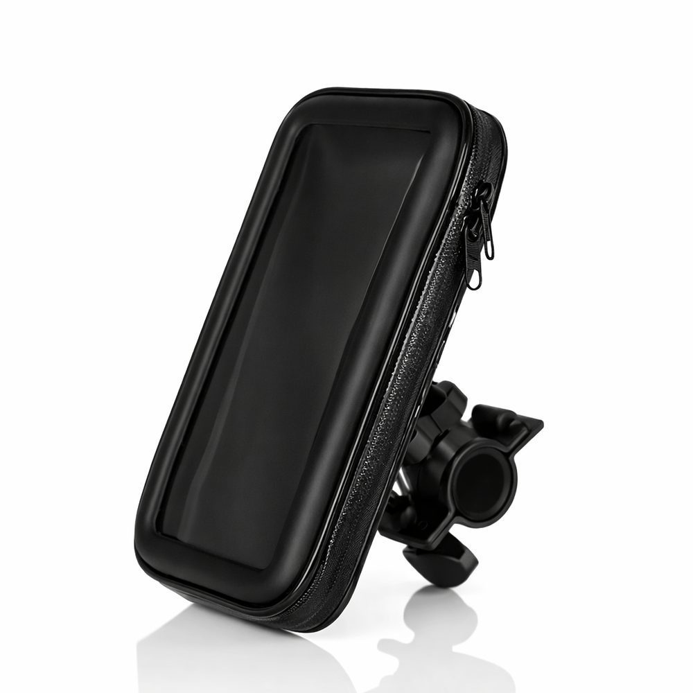 SOPORTE FIJO MOTO BICI - JAL-S0018 Lleva tu smartphone seguro y siempre visible mientras conduces, ideal para bicicleta o scooter en ciudad o senderos. Protege tu equipo y ajusta el ángulo de visión fácilmente en cada recorrido. • Compatible con bicicletas, scooters y vehículos con manillar • Instalación fácil y rápida • Funda impermeable para smartphone • Protección contra rayones, golpes y salpicaduras • Cabezal giratorio 360° para ajuste de ángulo • Ventana transparente compatible con pantalla táctil Disfruta mayor seguridad y comodidad al usar tu celular durante tus trayectos.