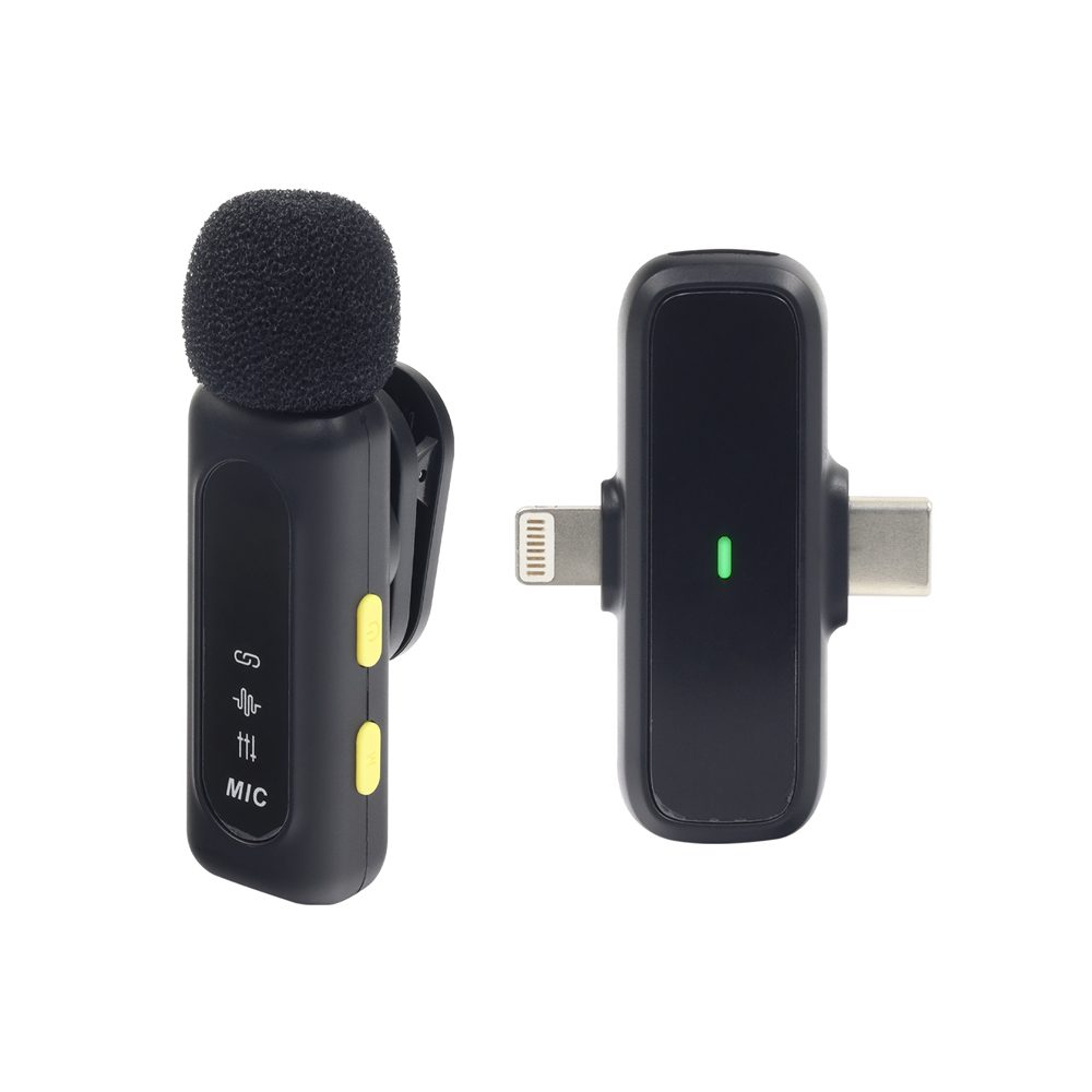 MICROFONOS 2 EN 1 SET X2 - MMDF95 Graba audio claro y estable sin cables, ideal para entrevistas, clases, videos y transmisiones en vivo. Su diseño compacto y doble compatibilidad facilita el uso inmediato en distintos dispositivos. • Set de 2 micrófonos de solapa inalámbricos • Puertos: USB Tipo C / Lightning • Protocolo de transmisión: 2.4 GHz • Distancia de transmisión: 20–25 m • Sensibilidad: -42 ± 3 dBFS • Frecuencia de muestreo: 48 kHz • Capacidad de batería: 70 mAh • Duración de batería: 7–8 horas • Tiempo de carga: aproximadamente 1 hora • Entrada de carga: DC 5 V 1 A Una solución práctica y...
