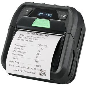 TSC • Impresora móvil de recibos y etiquetas de 3”, tecnología térmica directa, puertos USB Tipo C + WiFi + Bluetooth 5.0 + NFC, pantalla LCD, compatibilidad con consumibles de 2” y 3” (20–80 mm), velocidad de impresión de hasta 102 mm/s, batería recargable de 3.080 mAh, incluye batería y accesorios básicos. Garantía: 2 años.