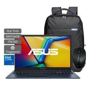 Portátil ASUS Consumo Vivobook 15 X1504VA-BQ3907W |Intel® Core™ 5 Processor 120U 1.4 GHz (12MB Cache, up to 5.0 GHz, 10 cores, 12 Threads)|15,6"FHD (1920 x 1080)|16GB DDR5 ( 8GB DDR5 on board +  8GB DDR5 SO-DIMM )|1TB M.2 NVMe™ PCIe® 4.0 SSD |Cámara WEB Frontal 720p HD|Wi-Fi 6 (802.11ax) (Dual band) 1*1 + Bluetooth® 5.2 Wireless Card |Lector de huella|Teclado tipo Chiclet with Num-key |Windows 11 Home |1,70 Kg |Quiet Blue | Wired optical mouse (USB),Backpack |Ranuras Expansión (incluye el utilizado): 1x DDR4 SO-DIMM slot,1x M.2 2280 PCIe 4.0x4 |Trusted Platform Module (Firmware TPM) |US MIL-STD 810H military-grade standard|EPEAT Silver,RoHS,REACH| Bisagra 180 |Cancelacion de ruido con IA ASUS| Antimicrobial Guard Plus|Garantia 1 año (1-1-0) a través de los Centros de Servicio autorizados por la marca. se factura con licencia de antivirus por 12 meses