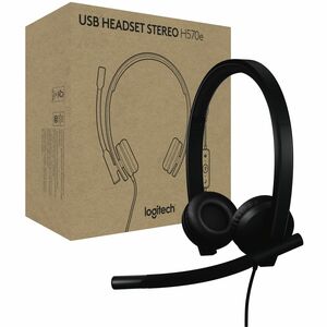 Auriculares Logitech H570E Cableado Sobre la cabeza Estéreo - Negro - Certificación Microsoft Teams - Binaural - Supra-aural - 20Hz a 20kHz - 190cm Cable - Función de cancelación de ruido ambiente, Omnidireccional, Uni Direccional Micrófono - Cancelación de ruido - USB Tipo A