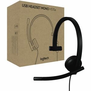 Auriculares Logitech H570E Cableado Sobre la cabeza Mono - Negro - Certificación Microsoft Teams - Monaural - Supra-aural - 20Hz a 20kHz - 190cm Cable - Función de cancelación de ruido ambiente, Omnidireccional, Uni Direccional Micrófono - Cancelación de ruido - USB Tipo A