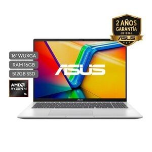 Portátil ASUS Consumo Vivobook 16 M1607KA-MB144 | AMD Ryzen™ AI 5 330 Processor 2.0GHz NPU up to 50TOPS |16" WUXGA (1920 x 1200) 16:10 | 16GB DDR5 on board | 512GB M.2 NVMe™ PCIe® 4.0 SSD|Cámara WEB Frontal|Wi-Fi 6(802.11ax) (Dual band) 2*2 + Bluetooth® 5.3 Wireless Card |Teclado tipo Chiclet Backlitwith Num-key |No preinstalled OS |1,88 Kg | Cool Silver |Ranuras Expansión (incluye el utilizado) 1x DDR5 SO-DIMM slot,1x M.2 2280 PCIe 4.0x4 |US MIL-STD 810H military-grade |Energy star,RoHS,REACH |Cancelacion de ruido con IA ASUS| Antimicrobial Guard Plus |Garantía 1 año (1-1-0) a través de los Centros de Servicio autorizados por la marca.