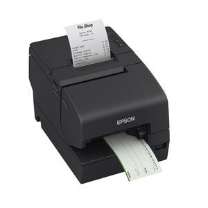 Epson POS • TM-H6000VI-054 // Puertos: USB+Ethernet, Serial, USB-A para periféricos POS, Velocidad: 500 mm/seg., Autocortador, Validación de documentos, Lector MICR, Ancho de impresión recibos: 80mm, No incluye fuente (cotizar el SKU C825343), Impresión: Recibos térmico, Validación matricial. Garantía: 1 año en Centro de Servicio Autorizado. Reemplazo de la TM-H6000V