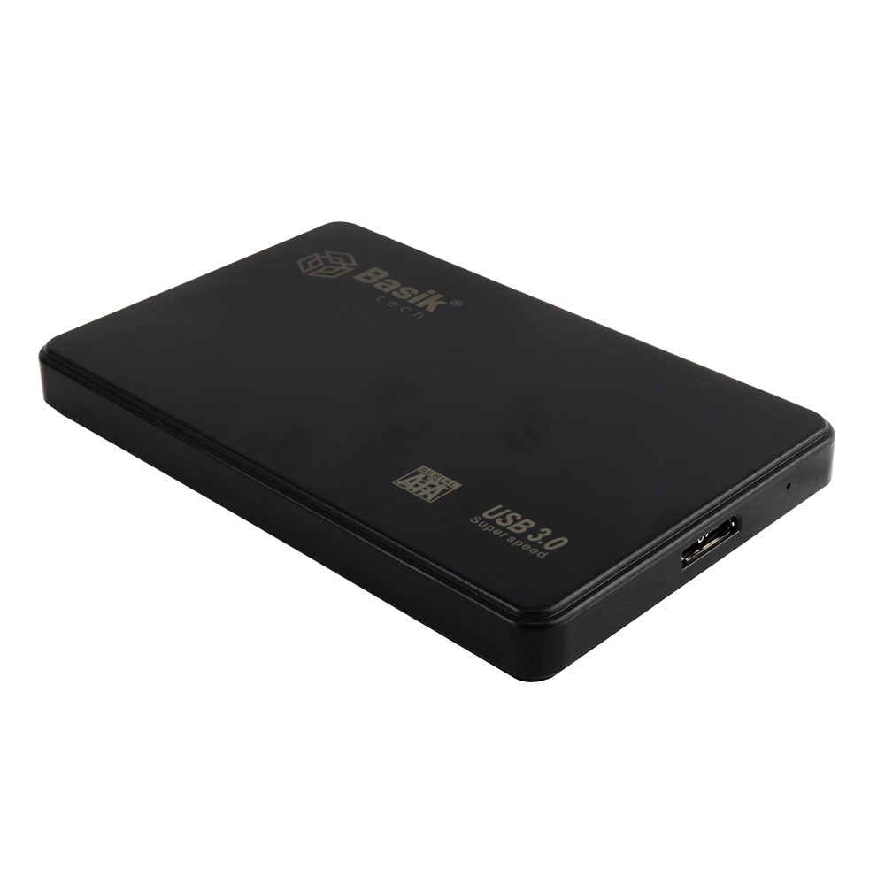 CAJA EXTERNA32.0 BASIK TECH · Caja SATA para disco duro USB 3.0 · Permite pasar un disco duro interno a externo · Conexión Micro-B a USB 3.0 · Velocidad USB 3.0 · Tasa de transferencia: 5 Gbps · Soporta disco duro de 2.5 Plg De hasta 8TB · Led indicador · USB a serial ata (sata) · Plug and play fácil de instalar · Diseño súper delgado y de fácil portabilidad · Fácil instalación sin tornillos · Material disipador de calor · Dimensión: 125x77x13mm · Compatible con Windows 98/SE/ME/2000/XP/ Win7/Win8/Win10/Win11, Mac OS 9.0 o posterior