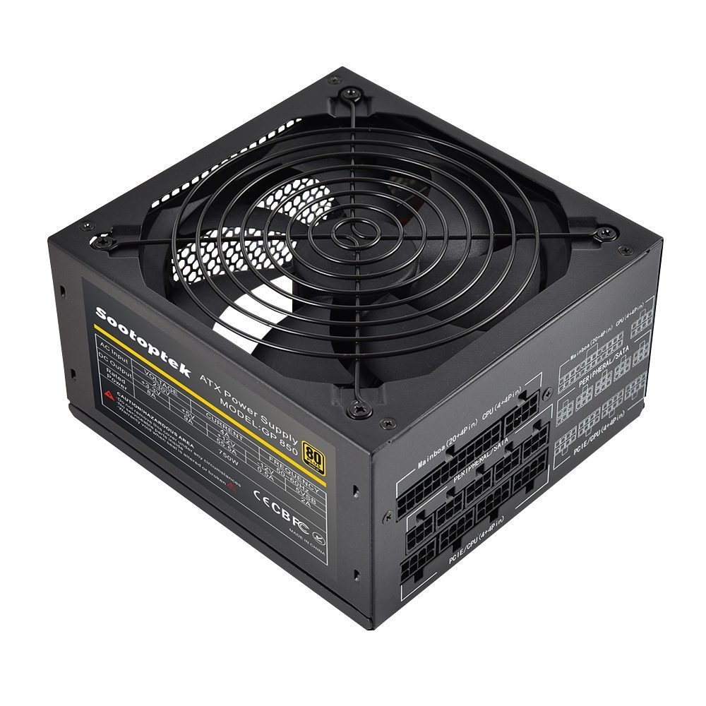 FUENTE DE PODER MODULAR PLUS GOLD 850W Fuente de poder certificada -Certificación: 80 PLUS GOLD -Potencia: 850 W -Ideal para equipos GAMER -Fuente modular -personaliza tu PC -Organiza los cables a tu gusto -Conecta solo lo que necesitas -Optimiza el espacio al interior del PC -Acabado de pintura de arena -Sensación táctil calificada -ATX Para los PC GAMER -Ventilador silencioso de 14CM Conectores: -MB: 24 pines x 1 -MOLEX: IDE x 3 -SATA: 15pines x 6 -CPU: P8(P4+P4) x 2 -PCI-E: P8(6+2) x 2 -Longitud del cable 60CM -Enchufe macho -Interruptor I/O -Cable de alimentación estándar de 1,5 m Protecciones: -Bajo voltaje -Sobre-voltaje -Sobre-corriente -Corto-circuito -Alta temperatura...
