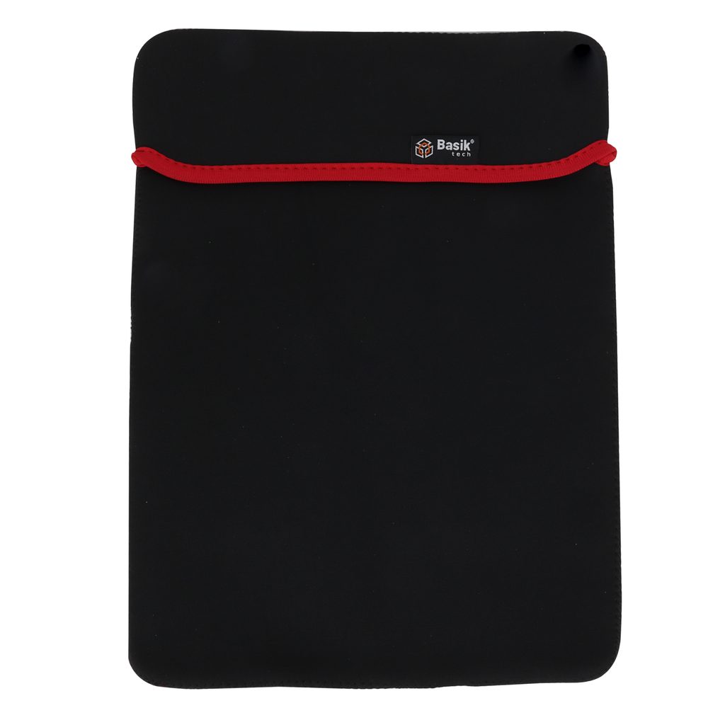 FUNDA SLIM BASIK TECH 15plg Funda protectora para portátil -Para portátiles hasta 15" -Ideal para equipos slim y nuevos modelos -2 En 1 (doble faz) -Medidas: 34.5*24 cm -En neopreno con costuras reforzadas -Franjas de colores: roja, gris, azul oscuro y azul claro
