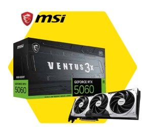 Tarjeta de Video GeForce RTX 5060 8G VENTUS 3X OC Memory: 8GB GDDR7 Motor de gráficos: NVIDIA GeForce RTX 5060 Norma Bus: PCI Express Gen 5 X16 (uses x8) Interfaz de Memoria: 128-bit Velocidad clock núcleo (MHz): Extreme Performance: 2550 MHz (MSI Center), Boost: 2535 MHz Velocidad clock memoria (MHz): 28Gbps Consumo (W): 145W Salida: DisplayPort x 3 (v2.1b); HDMI x 1 (As specified in HDMI 2.1b: up to 4K 480Hz or 8K 120Hz with DSC, Gaming VRR, HDR) Alimentación recomendada (W):