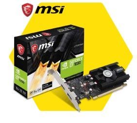 Tarjetas Tarjeta de Video GeForce GT 1030 4G LP OC Nombre núcleo: GP 108-300 Motor de gráficos: NVIDIA GeForce GT 1030 Norma Bus: PCI Express 3.0 x16 (uses x4) Interfaz de Memoria: 64 bits Velocidad clock núcleo (MHz): 1518 MHz / 1265 MHz Velocidad clock memoria (MHz): 6008 MHz Consumo (W): 30 W Salida: DisplayPort / HDMI Alimentación recomendada (W): 300W Salida de pantalla (Resolución Máxima: 2560x1600