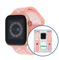 SMARTWATCH PINK SET - I7PROMAXL · Set Smartwatch + Audífonos TWS · Pantalla de 1,75” · Batería de 200mAh · Cable de carga magnética · Pulsera de silicona · Pantalla TFT · Monitoreo de frecuencia cardíaca · Medición de presión arterial · Recepción de mensajes y notificaciones · Detección de oxígeno en sangre · 8 modos deportivos · Bluetooth 5.0 · Compatible con iOS y Android