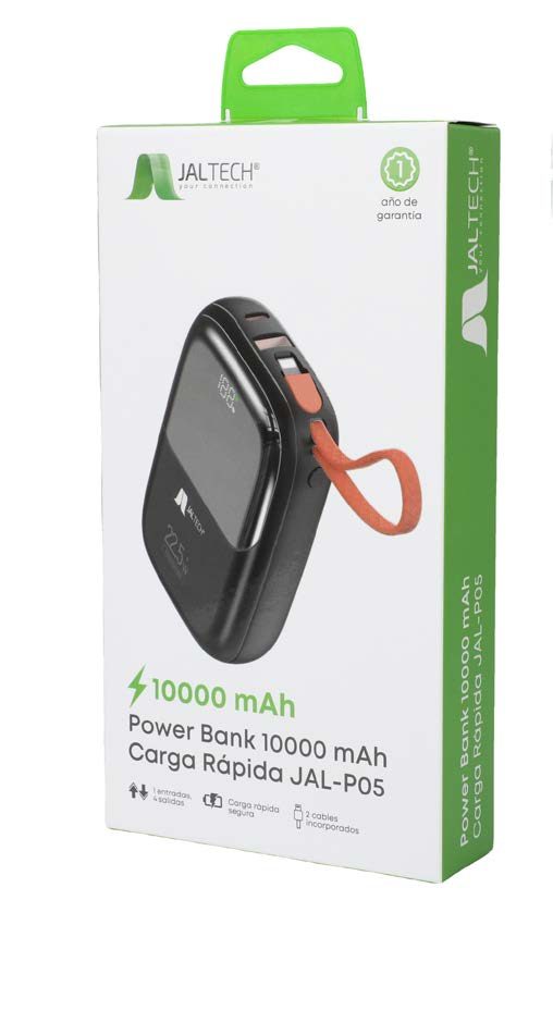POWER BANK 20000 POWER BANK 30000 mAh CON LED mAh CON LED INDICADOR JAL -HT09 INDICADOR JAL-423 | Capacidad: 20000mAh · Capacidad de batería: 3000mAh | 2 entrada: USB tipo C+ Micro USB · Carga Rápida | 2 Salidas: USB Tipo Ax2 · Power Delivery | Potencia: 22.5W · Con pantalla indicadora de carga | Entrada: 5V/3A · Con linterna integrada | Quick charge 3.0(QC3.0) · 2 entradas: Micro USBx1+USB Tipo C