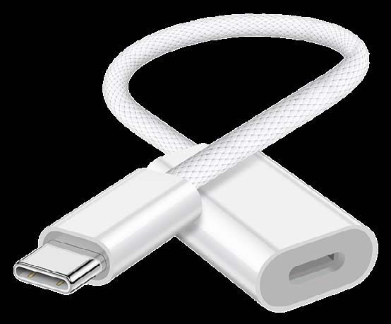 CONVERTIDOR LIGHTNINGA TIPO C DATOS· Convertidor USB Tipo C aLightning· Transfiere carga· Transfiere datos· Transfiere audio· Plug and play