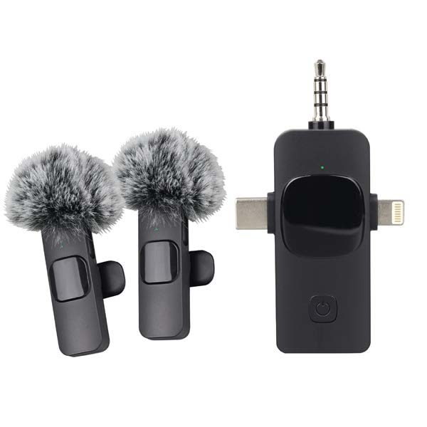 MICRÓFONOS 2 EN 1 SET MICRÓFONOS SET X2 K9 X2 - MMDF95 PARA CELULAR | Micrófonos de solapa · Set x 2 micrófonos | Set x2 micrófonos · Bluetooth 5.2 | Puertos: Tipo-C / Lightning · Rango 25 mtrs | Tiempo de carga: · Función enlace automático | Duración de batería: · Microfono tipo lavalier | Entrada de carga: DC 5V / 1A · Recargable