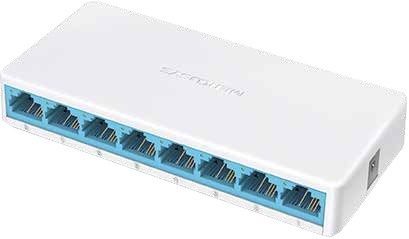Switch Sobremesa 8-Puertos 10/100Mbps | Referencia: MS108 | •Interfaces: 8 puertos 10/100Mbps, auto-negociación, auto-MDI/MDIX •Tasas de transferencia de datos: 10/100Mbps con half duplex, 20/200Mbps con full duplex •Capacidad de conmutación: 1.6Gbps •Estándares y protocolos: IEEE 802.3, IEEE 802.3u, IEEE 802.3x, •CSMA/CD •Expansión sencilla de red cableada •Plug and Play, sin necesidad de configuración