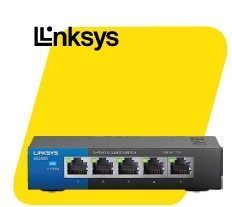 Switch Linksys 5 Puertos Gigabit ▪ Estándares de red: IEEE802.3, 802.3u, 802.3x,802.3ab ▪ Velocidad de Puertos: RJ-45 10/100/1000Mbps ▪ Puertos: 5 Gigabit ▪ Botones: N/A ▪ LED’s: System LED (Blue) x 1. LINK/ACT (Green) x 5 ▪ Numero de Antenas: N/A ▪ Dimensiones: 121mm x 75mm x 26mm ▪ Peso: 61 Lbs.
